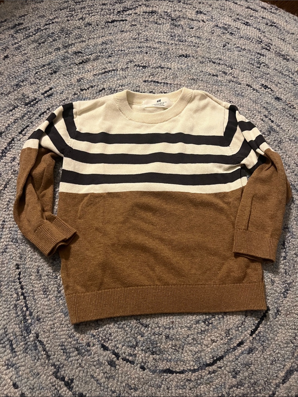 H&M Men's Crewneck Sweater in Cream, Black & Brown